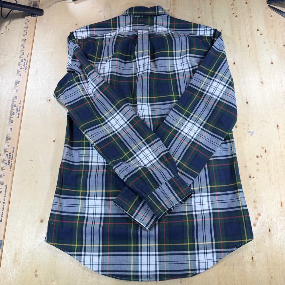 Polo Ralph Lauren Mens Medium Slim Fit Plaid Button Down Shirt Navy Green White - Picture 5 of 5
